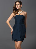 Sheath/Column Strapless Sleeveless Short Taffeta Bridesmaid Dresses TPP0005860