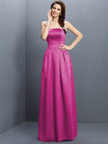 Sheath/Column Strapless Sleeveless Long Satin Bridesmaid Dresses TPP0005853