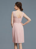 Sheath/Column Sheer Neck Ruffles Chiffon Sleeveless Knee-Length Mother of the Bride Dresses TPP0007193