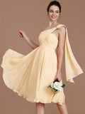 A-Line/Princess One-Shoulder Sleeveless Ruched Short/Mini Chiffon Bridesmaid Dresses TPP0005025