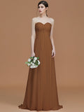 A-Line/Princess Sweetheart Sleeveless Sweep/Brush Train Beading Chiffon Bridesmaid Dresses TPP0005600