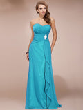 Sheath/Column Sweetheart Sleeveless Long Beading Ruffles Chiffon Bridesmaid Dresses TPP0005224