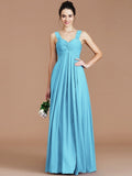 Empire Sweetheart Sleeveless Ruched Floor-Length Chiffon Bridesmaid Dresses TPP0005329