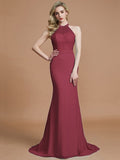 Trumpet/Mermaid Sleeveless Scoop Sweep/Brush Train Chiffon Bridesmaid Dresses TPP0005142