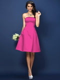 A-Line/Princess Strapless Sleeveless Short Satin Bridesmaid Dresses TPP0005623