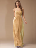 Sheath/Column Sweetheart Sleeveless Long Beading Ruffles Chiffon Bridesmaid Dresses TPP0005772