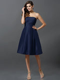 A-Line/Princess Strapless Sleeveless Short Taffeta Bridesmaid Dresses TPP0005359