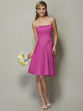 A-Line/Princess Strapless Sleeveless Bowknot Short Satin Bridesmaid Dresses TPP0005863