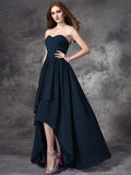 A-line/Princess Sweetheart Ruffles Sleeveless High Low Chiffon Bridesmaid Dresses TPP0005145