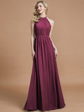 A-Line/Princess Scoop Chiffon Sleeveless Floor-Length Bridesmaid Dresses TPP0005455