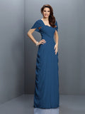 A-Line/Princess Sweetheart Pleats Short Sleeves Long Chiffon Bridesmaid Dresses TPP0005228