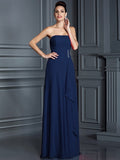 A-Line/Princess Strapless Beading Sleeveless Long Chiffon Bridesmaid Dresses TPP0005573