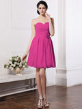 A-Line/Princess Sweetheart Sleeveless Pleats Hand-Made Flower Chiffon Bridesmaid Dresses TPP0005875