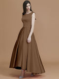 A-Line/Princess Bateau Sleeveless Asymmetrical Ruffles Satin Bridesmaid Dresses TPP0005281