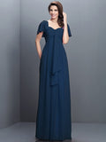 A-Line/Princess Sweetheart Pleats 1/2 Sleeves Long Chiffon Bridesmaid Dresses TPP0005322