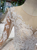 Princess Long Sleeve Beads Lace Appliques Ivory Prom Dresses Quinceanera Dresses