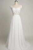 Back V Cap Sleeve Lace Cheap Chiffon High Quality Beach A-line Ivory Wedding Dresses