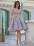 Short Gorgeous Strapless Popular Sparkly Unique Knee-Length Homecoming Dresses