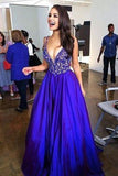 Charming A-Line Deep V-Neck Prom Dresses