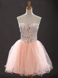 Sweetheart Beading Tulle Sleeveless Short Cocktail Dress Charming Homecoming Dresses