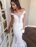 Mermaid Off-the-Shoulder Sweep Train Lace Wedding Dress Wedding Dresses