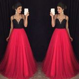 Attractive Black and Red Sweetheart Neck Long Prom Gown with Beading