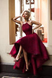 Charming Prom Dress High Low Prom Dress Maroon Prom Dress