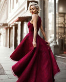 Charming Prom Dress High Low Prom Dress Maroon Prom Dress