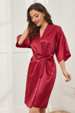 Ready Satin Burgundy Robe for Bride