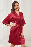 Ready Satin Burgundy Robe for Bride