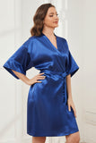 Ready Satin Royal Blue Robe for Bridesmaid