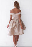 Sexy Off the Shoulder Light Champagne Prom Dress Short Prom Dresses Homecoming Dress