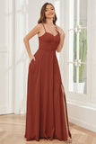 A-line Spaghetti Straps Chiffon Bridesmaid Dresses