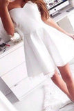 Modern A-line Sweetheart Mini Satin White Bridesmaid Dress/Homecoming Dress