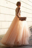 Sparkly A-line Pink Straps Beads Sweetheart Long Backless Appliques Prom Dresses