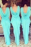 New Arrival Chiffon Blue V-Neck Long Bridesmaid Dress