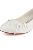 Lace White Lower Heel Evening Shoes Wedding Shoes