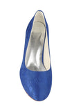 Charming Lace Royal Blue Custom Made Wedding Shoes